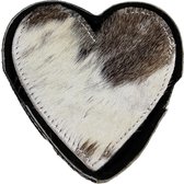 Onderzetter koehuid hart zwart/wit (set of 4)
