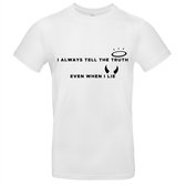 I always tell the truth, even when i lie heren t-shirt | Scarface | Al Pacino | engel |duivel | leugenaar | cadeau | Wit