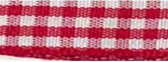 SR1403/10 250 Gingham Ribbons 10mm 20mtr red