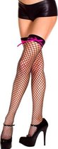 Music Legs - Visnetkousen Met Roze Lint - Zwart