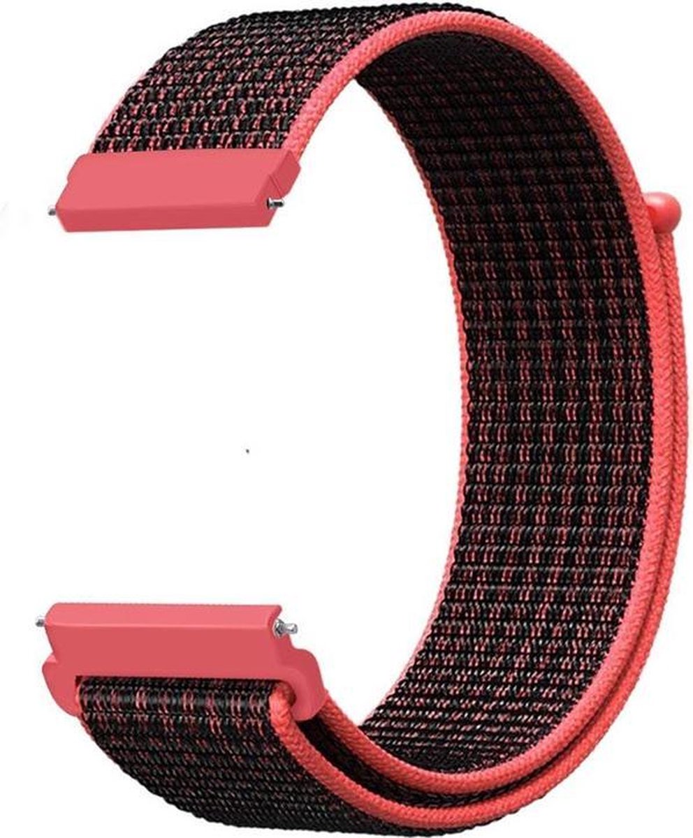 123watches nylon band - roze zwart - - Geschikt voor Polar Ignite / Ignite 2 / Ignite 3 / Pacer / Unite / Overige smartwatches met 20mm bandje