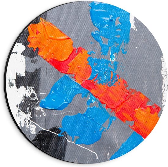 Dibond Wandcirkel - Abstracte Kunst - 20x20cm Foto op Aluminium Wandcirkel (met ophangsysteem)