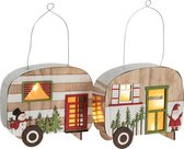 J-Line Caravan+Led Metaal/Hout Rood/Groen Assortiment Van 2