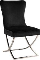 Eetkamerstoel zwart velvet velours zilver poten (r-000SP35005)