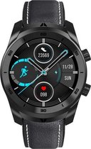 Belesy® Subliem - Smartwatch Dames - Smartwatch Heren - Horloge -  Stappenteller - Belfunctie - 1.3 inch Kleurenscherm - Full Touch - Belfunctie - Zwart - Siliconen en Leer - Cadeau