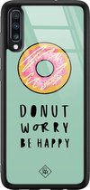 Samsung A50 hoesje glass - Donut worry | Samsung Galaxy A50 case | Hardcase backcover zwart