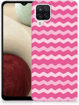 Bumper Hoesje Samsung Galaxy A12 Smartphone hoesje Waves Pink