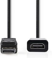 Nedis DisplayPort-Kabel - DisplayPort Male - HDMI Output - 1080p - Vernikkeld - 0.20 m - Rond - PVC - Zwart - Envelop