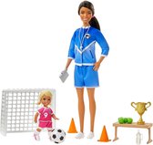 Barbie Voetbalcoach Speelset - Barbiepop