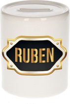 Ruben naam cadeau spaarpot met gouden embleem - kado verjaardag/ vaderdag/ pensioen/ geslaagd/ bedankt