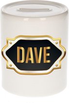 Dave naam cadeau spaarpot met gouden embleem - kado verjaardag/ vaderdag/ pensioen/ geslaagd/ bedankt