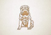 Wanddecoratie - Hond - Shar-Pei 1 - S - 58x40cm - Eiken - muurdecoratie - Line Art