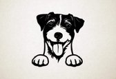 Wanddecoratie - Hond - Jack Russel 4 - M - 63x60cm - Zwart - muurdecoratie - Line Art
