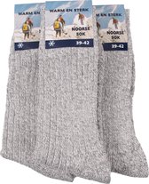 IZZLE Noorse Sok Thermo - Grijs - Maat 39/42 - 3 Paar