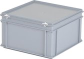 Stapelbak met deksel - 400x400xH235mm - grijs