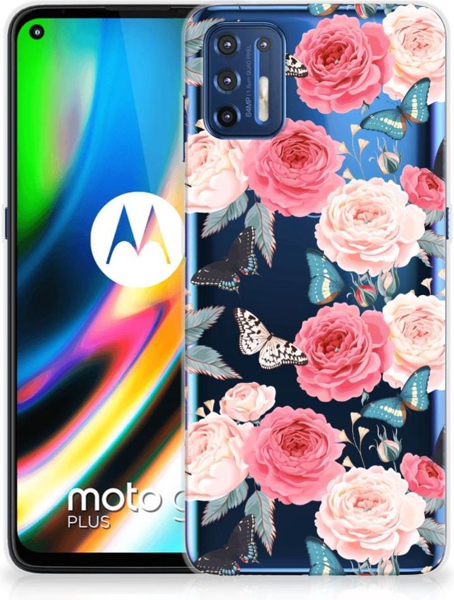 Motorola Moto G9 Plus TPU Case Butterfly Roses