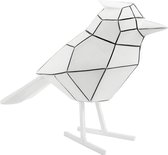 Present Time Ornament Bird - Polyresin Wit, Zwarte strepen - Large - 18x9x22,5cm