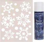 Kerst/winter thema sneeuwvlokken raamsjabloon 21 x 30 cm met busje spuitsneeuw van 150 ML