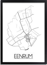 Eenrum Plattegrond poster A2 + Fotolijst Zwart (42x59,4cm) - DesignClaud