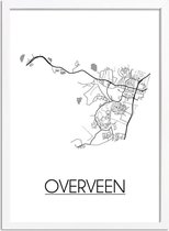 Overveen Plattegrond poster A4 + Fotolijst Wit (21x29,7cm) - DesignClaud