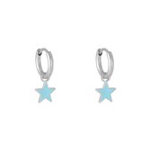 Oorbellen Ster Pastel | Zilver - Blauw