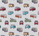 JACQUARD STOF, VOLKSWAGEN BUS, Voor Interieurdecoratie, Lengte 1 Meter, Breedte 1.40 Meter.