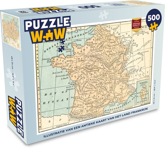 Puzzle France illustration 500 pièces - Illustration d'une carte ancienne  montrant le... | bol.com