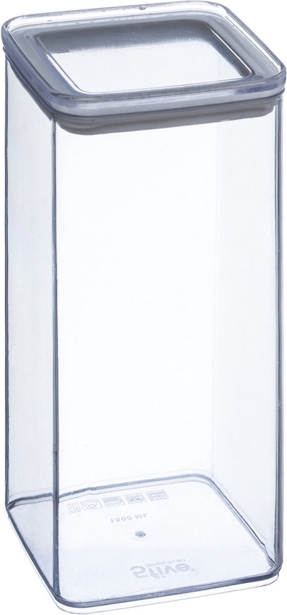 5Five Voorraadpot - keuken/voedsel - kunststof - 1500 ml - luchtdichte deksel - transparant - 10 x 10 x 20 cm