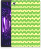 Print Case Lenovo Tab M10 Plus Tablet Hoes Waves Green met doorzichte zijkanten