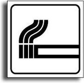 Roken toegestaan sticker, wit zwart 150 x 150 mm
