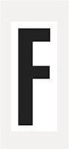 Letter stickers alfabet - 20 kaarten - zwart wit teksthoogte 150 mm Letter F