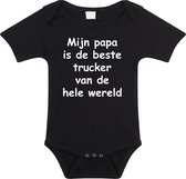 Rompertjes baby – mijn papa is de beste trucker van de wereld- baby kleding met tekst - kraamcadeau jongen meisje - maat 56