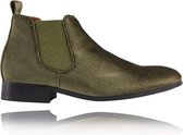 Corduroy Green Chelsea Boots - Maat 39 - Lureaux - Kleurrijke Chelsea Boots - Chelsea Boots Met Print - Heren - Bijzondere Enkel Laarzen