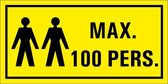 Waarschuwing, max. 100 personen tekststicker 200 x 100 mm