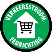 Vloersticker 'Verkeersstroom eenrichting met winkelwagen', groen, 300 mm