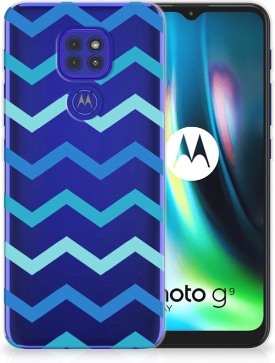 Telefoon Hoesje Motorola Moto G9 Play | E7 Plus Siliconen Back Cover Zigzag  Blauw | bol
