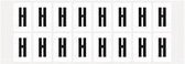 Letter stickers wit/zwart teksthoogte: 25 mm letter H