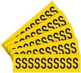 Letter stickers alfabet met laminaat - 5 x 10 stuks - geel zwart teksthoogte 60 mm Letter S