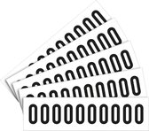 Cijfer sticker 0-9 - zelfklevende folie met laminaat - 5 x 10 stuks - zwart wit teksthoogte 25 mm Cijfer 9