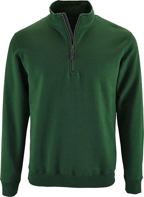 SOLS Heren Stan Contrast Zip Neck Sweatshirt (Fles groen)