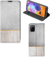Magnet Case Cadeau voor Vader Geschikt voor Samsung Galaxy A31 Smartphone Hoesje Wood Beton