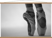 Schoolplaat – Ballerina op Spitzen (zwart/wit) - 120x80cm Foto op Textielposter (Wanddecoratie op Schoolplaat)