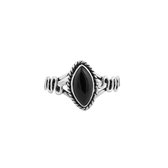 Fannia | Ring 925 zilver met zwarte onyx edelsteen | Maat  16