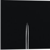 Acrylglas -  Vliegtuig in de Lucht (recht, zwart/wit) - 50x50cm Foto op Acrylglas (Wanddecoratie op Acrylglas)