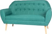 Zitbank trendy lichtblauw stof bankstel 143cm lengte bank