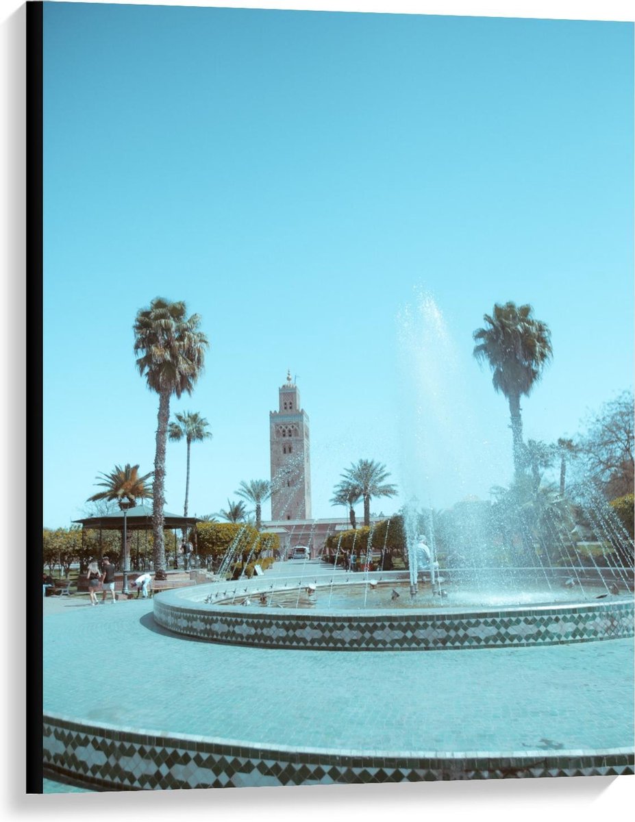 Canvas - Grote Waterfontein - 75x100cm Foto op Canvas Schilderij (Wanddecoratie op Canvas)