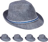 Relaxdays Tiroler hoed - 5 stuks - vilt - traditioneel design - Bayern hoed