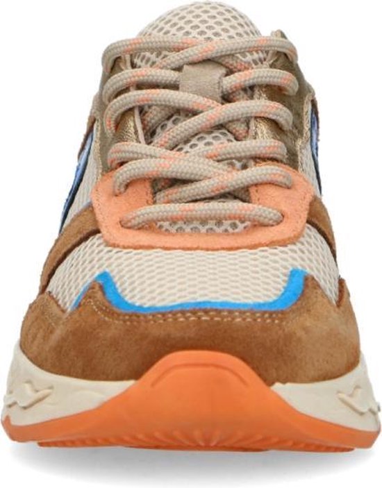Sacha - Dames - Cognac suède sneakers met gekleurde details - Maat 37 |  bol.com