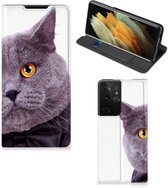 Flipcover Samsung Galaxy S21 Ultra Telefoonhoesje Kat