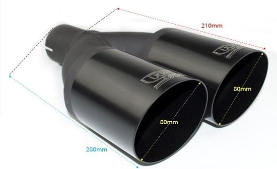 Ulter Sport Uitlaatsierstuk - Ovaal Race 95x65mm Schuin - Lengte 120mm - Montage ->50mm - RVS